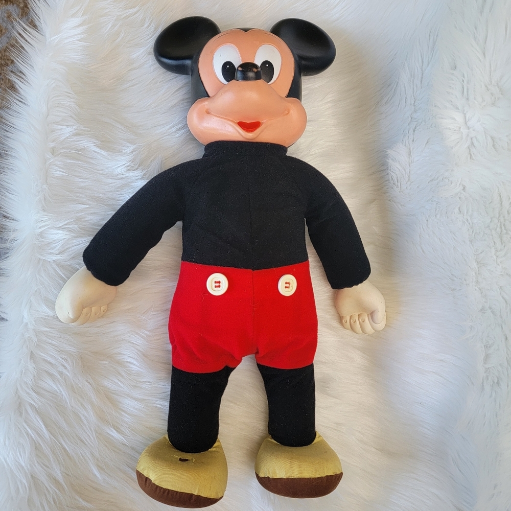 MARCHING MICKEY MOUSE Walt Disney VTG Collectible Plush Plastic Retro Doll Toy